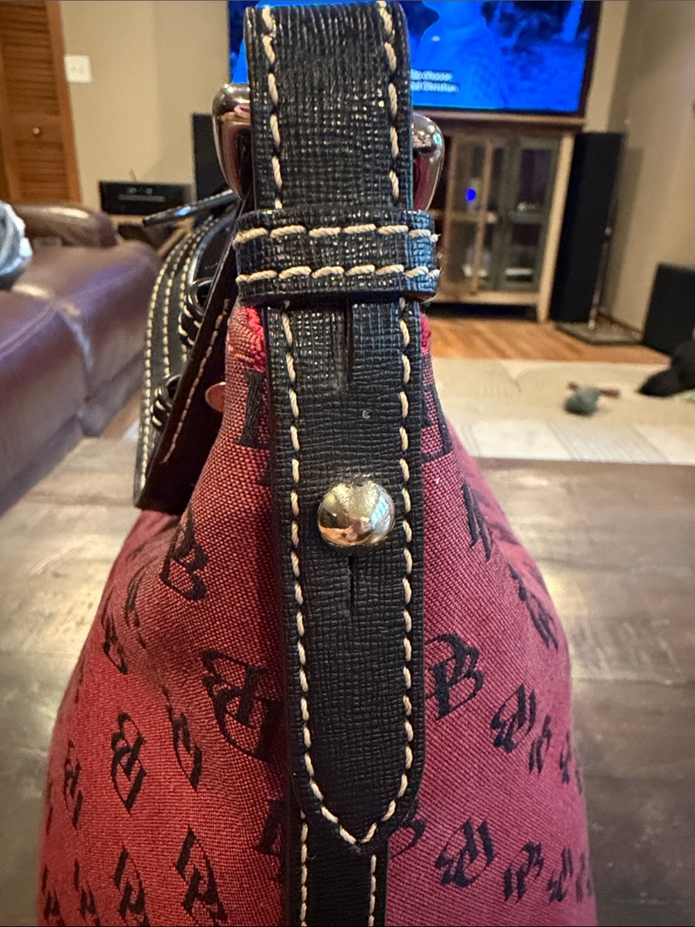 Dooney & Bourke Burgundy Monogram Shoulder Hobo - Picture 6 of 16